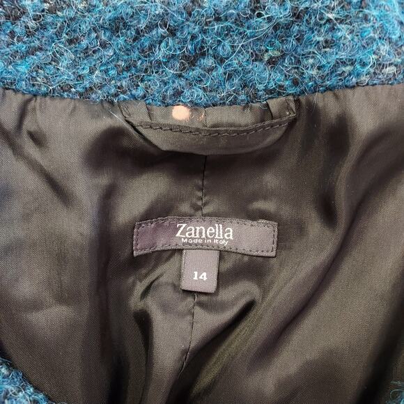 Zanella Samantha Italian Alpaca Wool Blend Teal Blue Jacket NWOT Women Size 14 - Picture 8 of 10